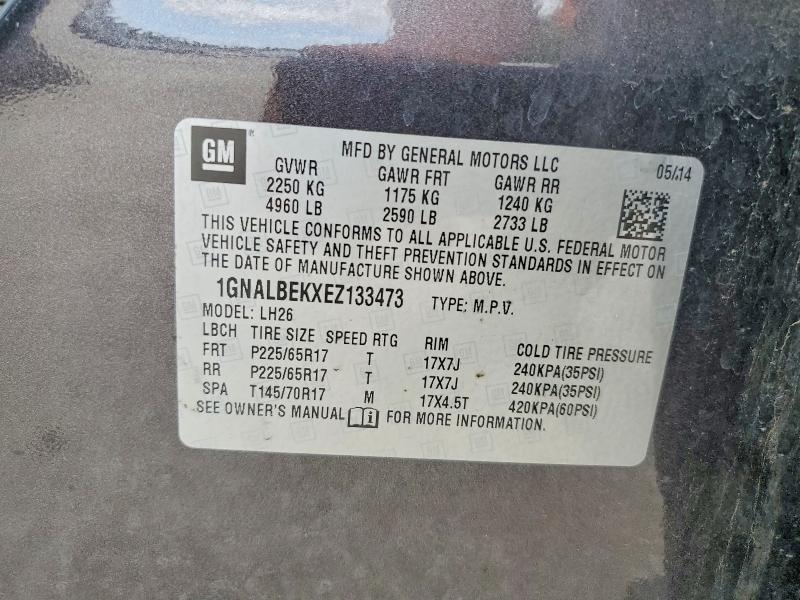 Продаж на аукціоні авто 2014 Chevrolet Equinox, vin: 1GNALBEKXEZ133473, номер лоту: 55872036