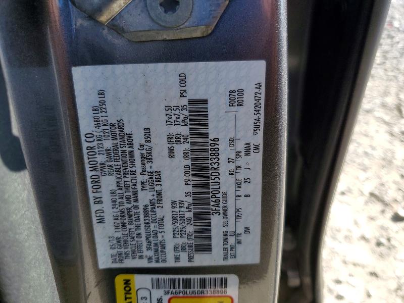 Продаж на аукціоні авто 2013 Ford Fusion, vin: 3FA6P0LU5DR338896, номер лоту: 56237536