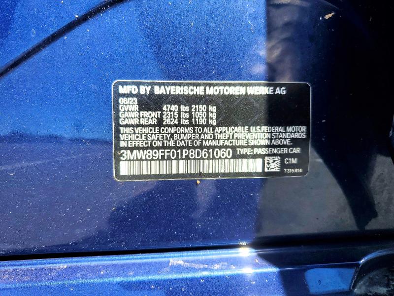 54729936 :رقم المزاد ، 3MW89FF01P8D61060 vin ، 2023 Bmw 330xi مزاد بيع