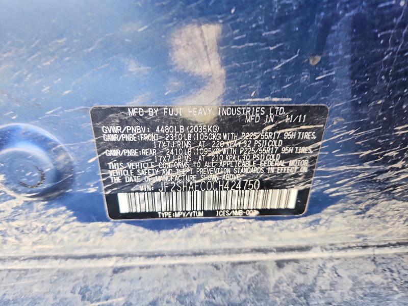 Продаж на аукціоні авто 2012 Subaru Forester, vin: JF2SHAEC0CH424750, номер лоту: 57377346