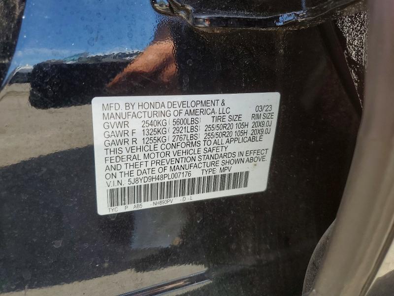 56190146 :رقم المزاد ، 5J8YD9H48PL007176 vin ، 2023 Acura Mdx مزاد بيع