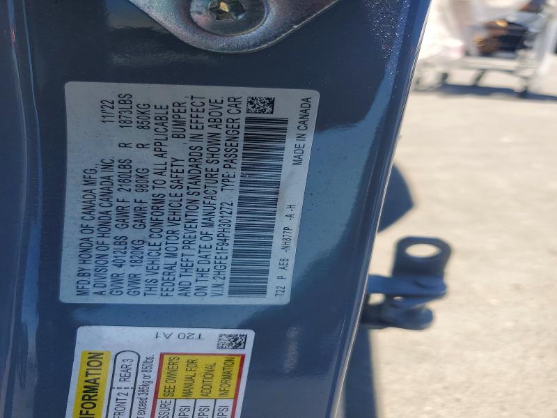 58469136 :رقم المزاد ، 2HGFE1F94PH301272 vin ، 2023 Honda Civic مزاد بيع