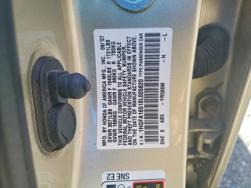 Продажа на аукционе авто 2008 Honda Civic, vin: 1HGFA16518L005820, номер лота: 56334796