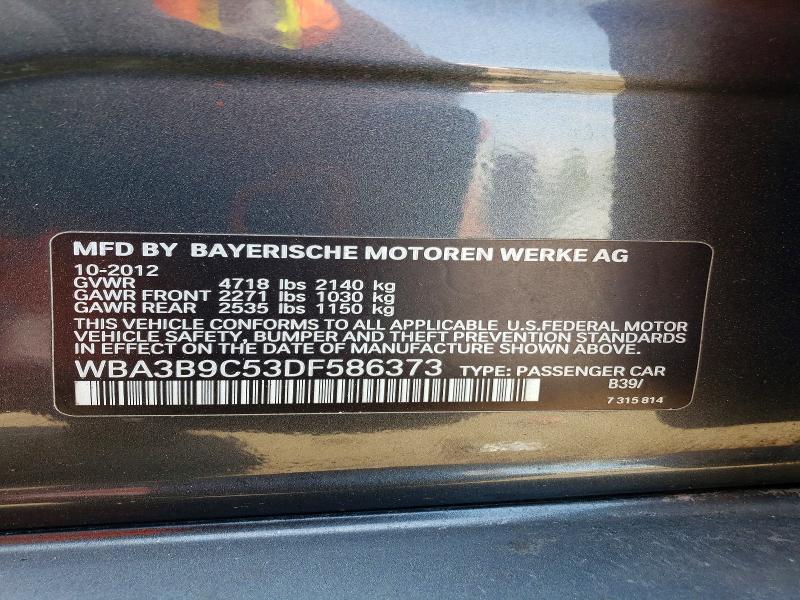 2013 Bmw 335 მანქანა იყიდება აუქციონზე, vin: WBA3B9C53DF586373, აუქციონის ნომერი: 57581166