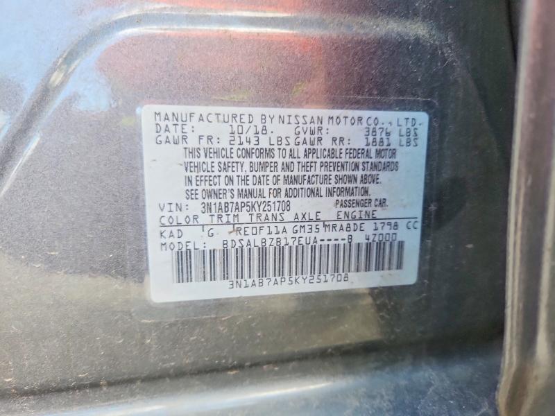Aukcja sprzedaży 2019 Nissan Sentra, vin: 3N1AB7AP5KY251708, numer aukcji: 56462036