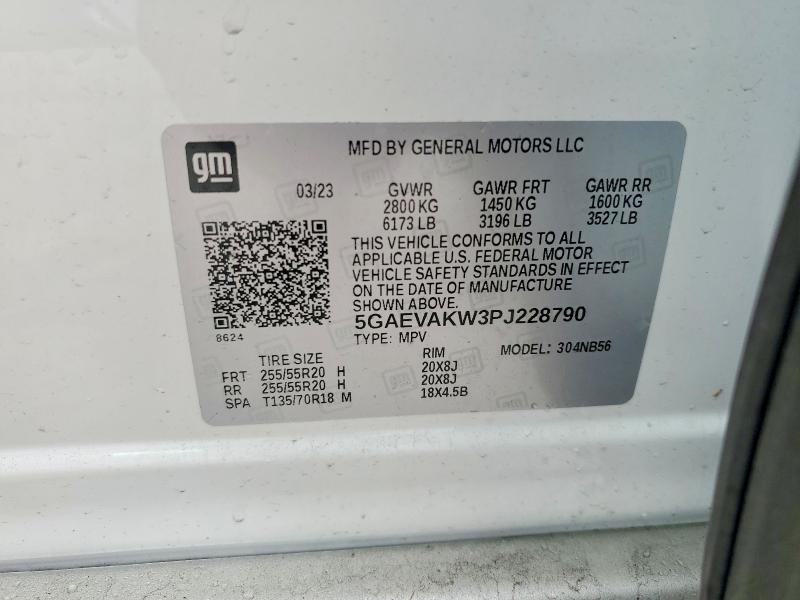 58767316 :رقم المزاد ، 5GAEVAKW3PJ228790 vin ، 2023 Buick Enclave مزاد بيع