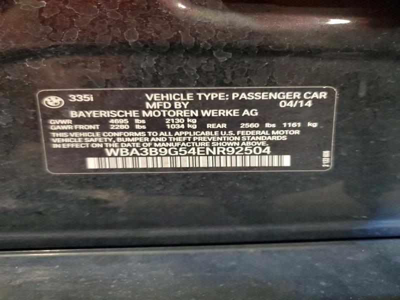 Продажа на аукционе авто 2014 Bmw 335, vin: WBA3B9G54ENR92504, номер лота: 55469356