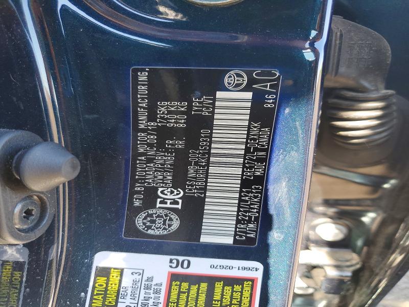 Aukcja sprzedaży 2019 Toyota Corolla, vin: 2T1BURHE4KC159310, numer aukcji: 56620686