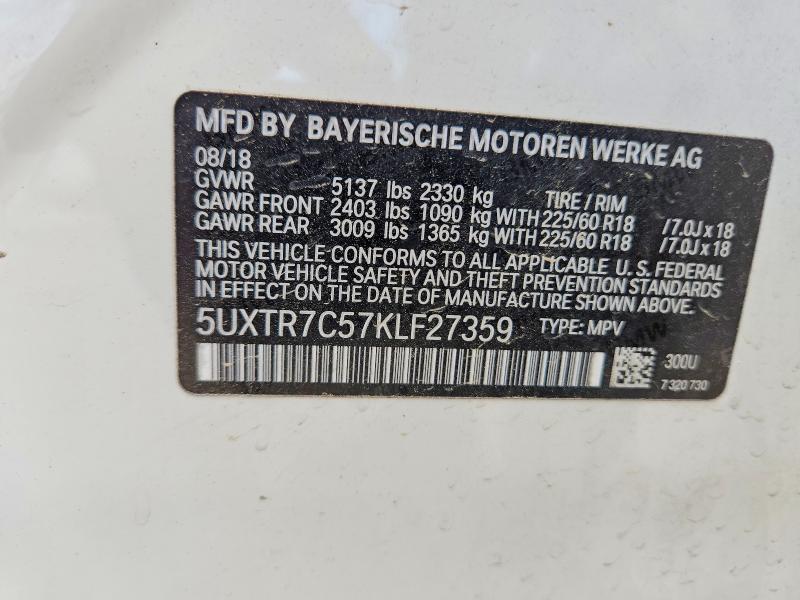 Продаж на аукціоні авто 2019 Bmw X3, vin: 5UXTR7C57KLF27359, номер лоту: 57396416