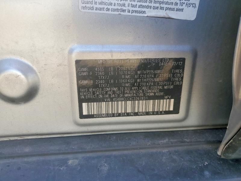 Продаж на аукціоні авто 2012 Subaru Outback, vin: 4S4BRCLCXC3267831, номер лоту: 56698056