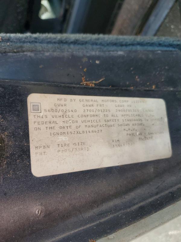1990 Chevrolet Astro მანქანა იყიდება აუქციონზე, vin: 1GNDM15ZXLB148627, აუქციონის ნომერი: 57384046