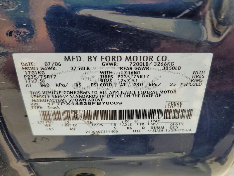 Aukcja sprzedaży 2006 Ford F150, vin: 1FTPX14536FB78089, numer aukcji: 55728276