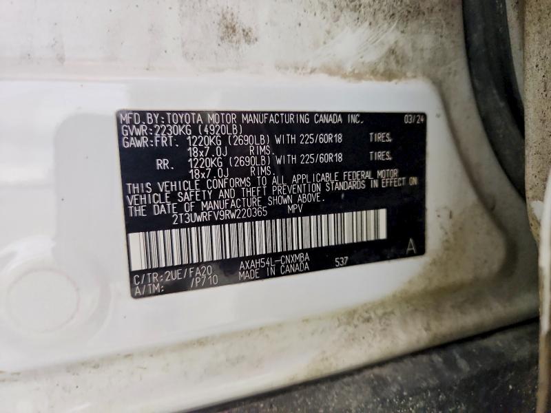 2024 Toyota Rav4 მანქანა იყიდება აუქციონზე, vin: 2T3UWRFV9RW220365, აუქციონის ნომერი: 55687216