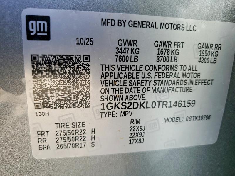 2026 Gmc Yukon მანქანა იყიდება აუქციონზე, vin: 1GKS2DKL0TR146159, აუქციონის ნომერი: 57688256