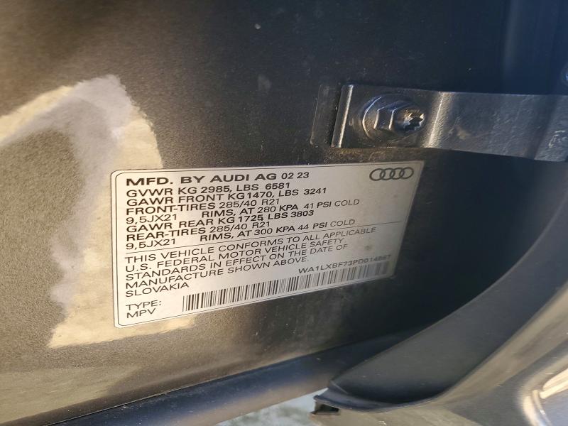 2023 Audi Q7 მანქანა იყიდება აუქციონზე, vin: WA1LXBF73PD014867, აუქციონის ნომერი: 55766946