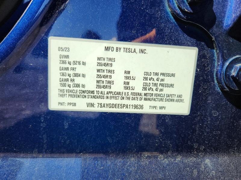 2023 Tesla Model Y მანქანა იყიდება აუქციონზე, vin: 7SAYGDEE5PA119636, აუქციონის ნომერი: 59018066