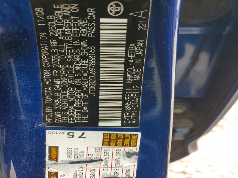 55235096 :رقم المزاد ، JTDKB20U697868168 vin ، 2009 Toyota Prius مزاد بيع