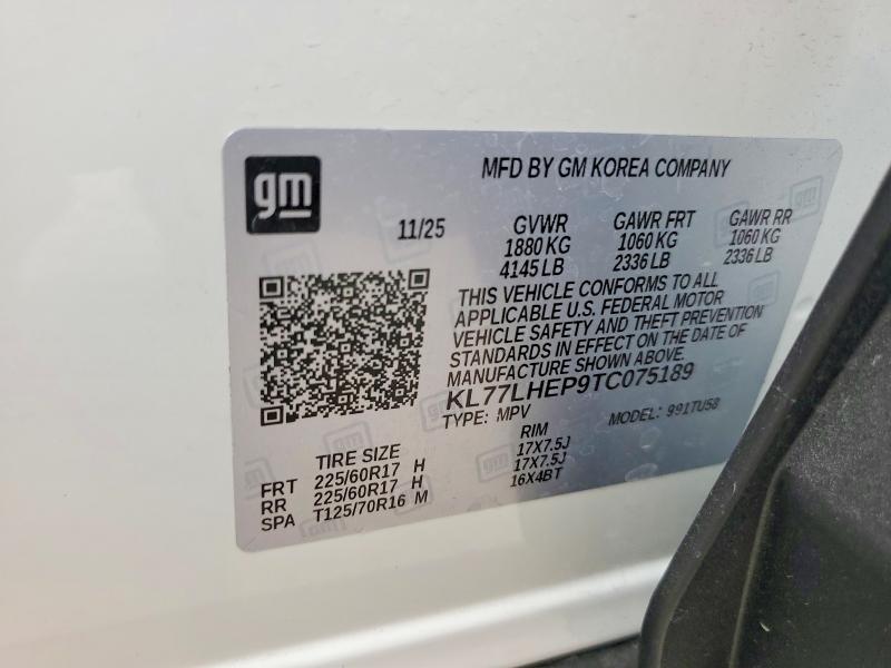 Aukcja sprzedaży 2026 Chevrolet Trax, vin: KL77LHEP9TC075189, numer aukcji: 57327756
