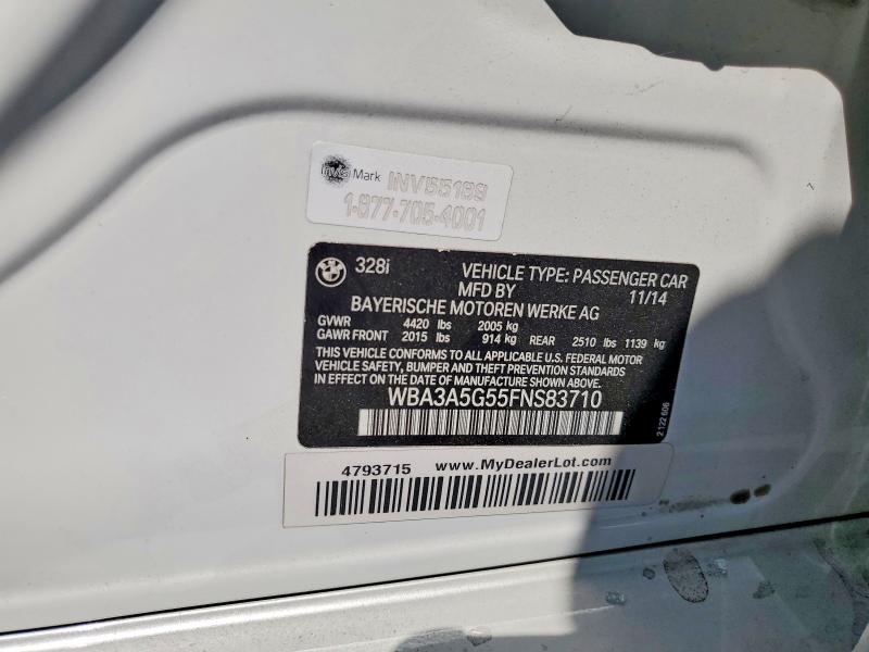57531666 :رقم المزاد ، WBA3A5G55FNS83710 vin ، 2015 Bmw 328 مزاد بيع
