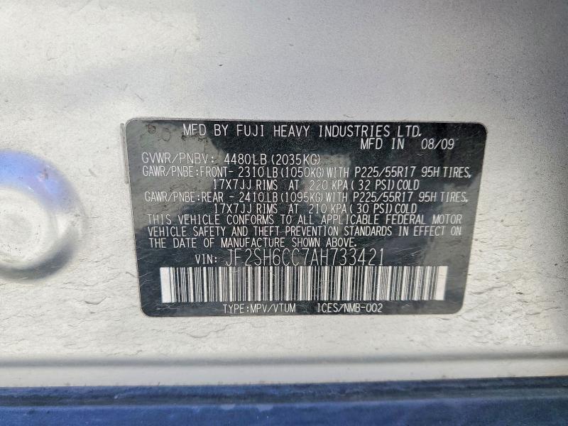 59541676 :رقم المزاد ، JF2SH6CC7AH733421 vin ، 2010 Subaru Forester مزاد بيع