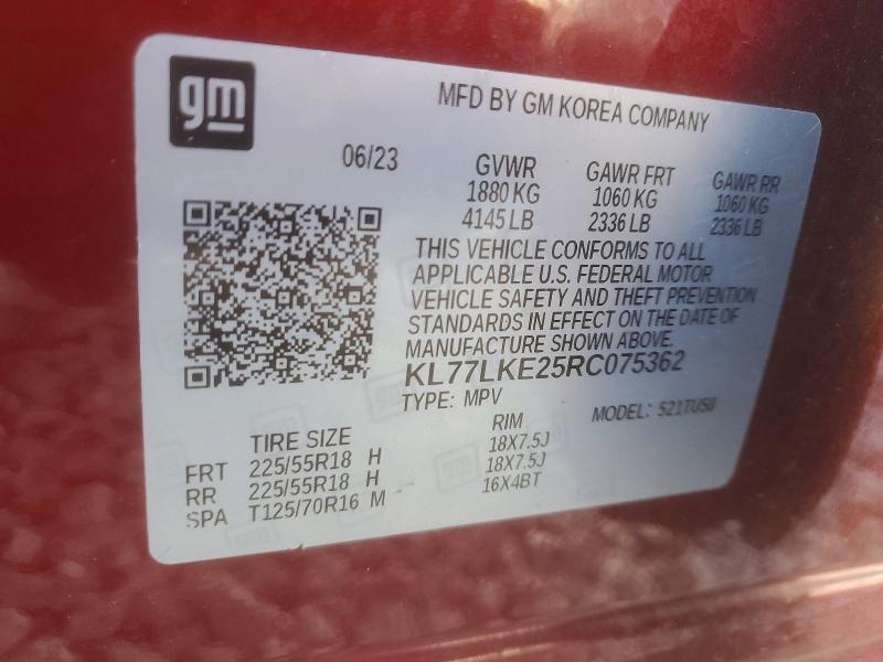 Aukcja sprzedaży 2024 Chevrolet Trax, vin: KL77LKE25RC075362, numer aukcji: 58261886