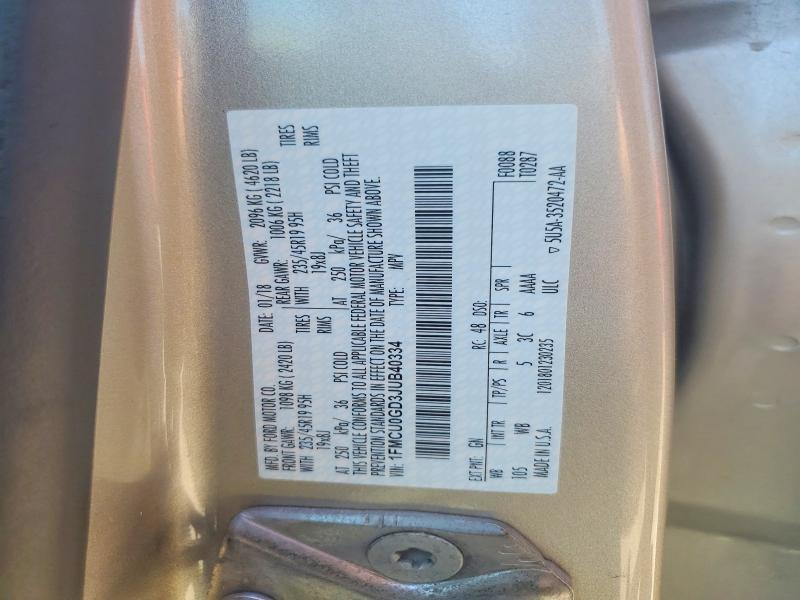 Aukcja sprzedaży 2018 Ford Escape, vin: 1FMCU0GD3JUB40334, numer aukcji: 56718536