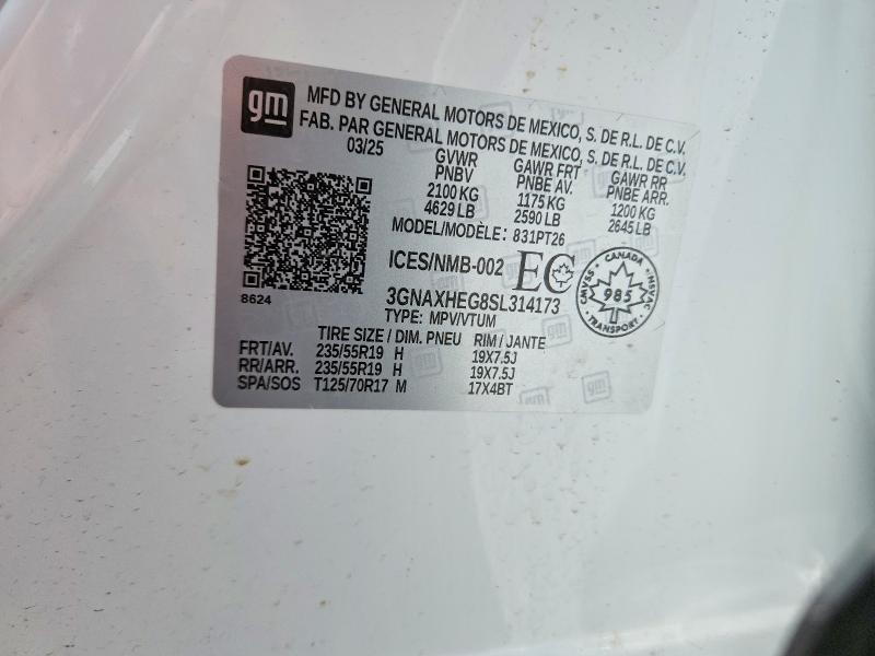 55629206 :رقم المزاد ، 3GNAXHEG8SL314173 vin ، 2025 Chevrolet Equinox مزاد بيع