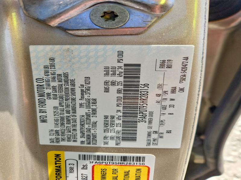 2017 Ford Fusion მანქანა იყიდება აუქციონზე, vin: 3FA6P0T95HR283156, აუქციონის ნომერი: 59272106