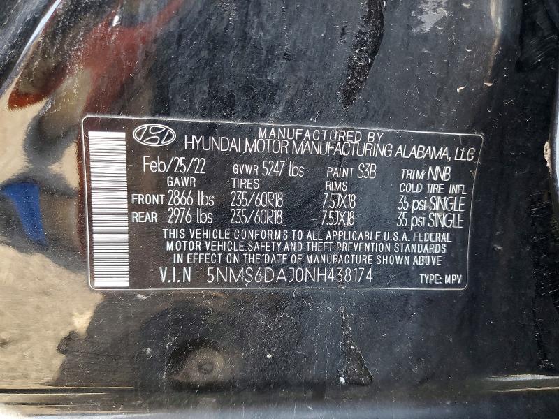 Продажа на аукционе авто 2022 Hyundai Santa Fe, vin: 5NMS6DAJ0NH438174, номер лота: 57619546