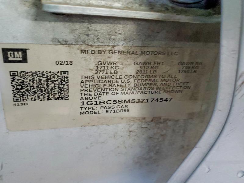 Продажа на аукционе авто 2018 Chevrolet Cruze, vin: 1G1BC5SM5J7174547, номер лота: 57601926