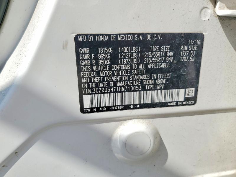 Продаж на аукціоні авто 2017 Honda Hr-v, vin: 3CZRU5H71HM710053, номер лоту: 57530196
