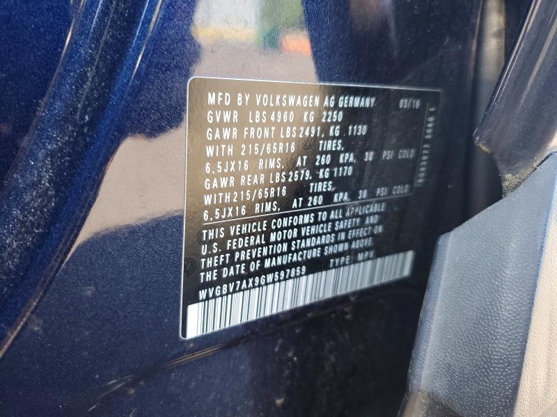 Aukcja sprzedaży 2016 Volkswagen Tiguan, vin: WVGBV7AX9GW597859, numer aukcji: 57022316