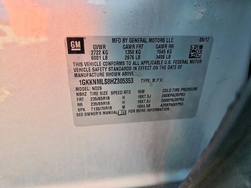 2017 Gmc Acadia მანქანა იყიდება აუქციონზე, vin: 1GKKNMLS8HZ305353, აუქციონის ნომერი: 58641306