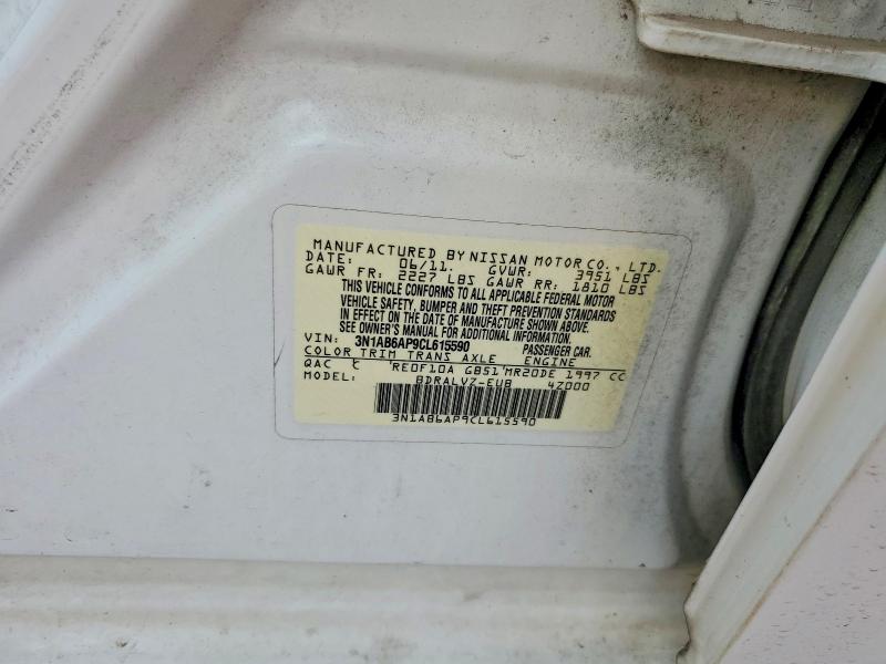 Aukcja sprzedaży 2012 Nissan Sentra, vin: 3N1AB6AP9CL615590, numer aukcji: 56103896