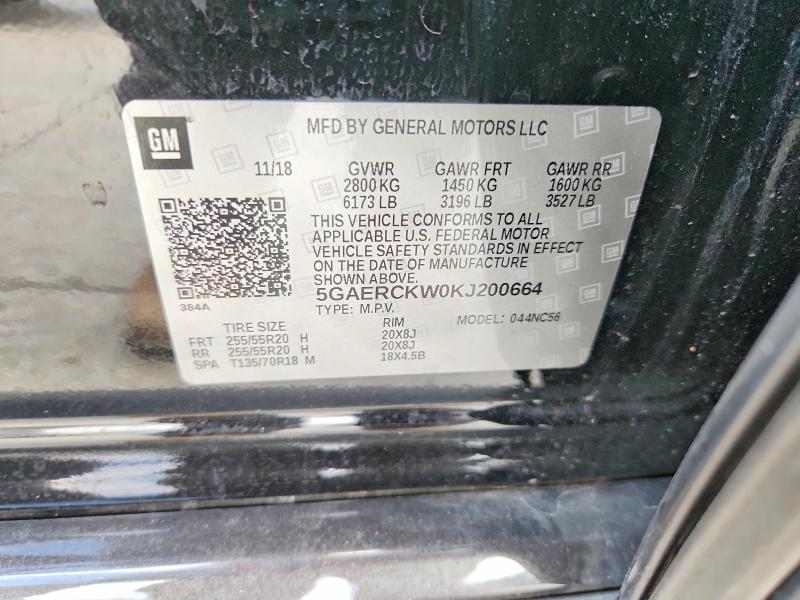 55562266 :رقم المزاد ، 5GAERCKW0KJ200664 vin ، 2019 Buick Enclave مزاد بيع