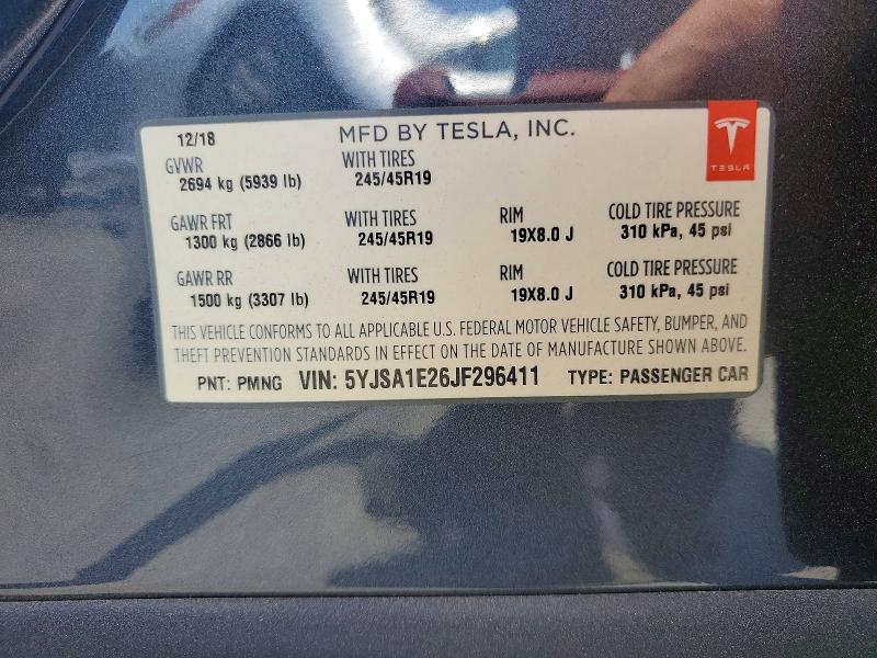 Продажа на аукционе авто 2018 Tesla Model S, vin: 5YJSA1E26JF296411, номер лота: 55539626
