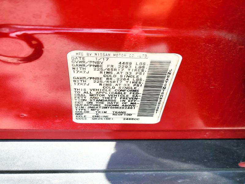 Aukcja sprzedaży 2017 Nissan Rogue, vin: JN8AT2MT8HW392461, numer aukcji: 58551816