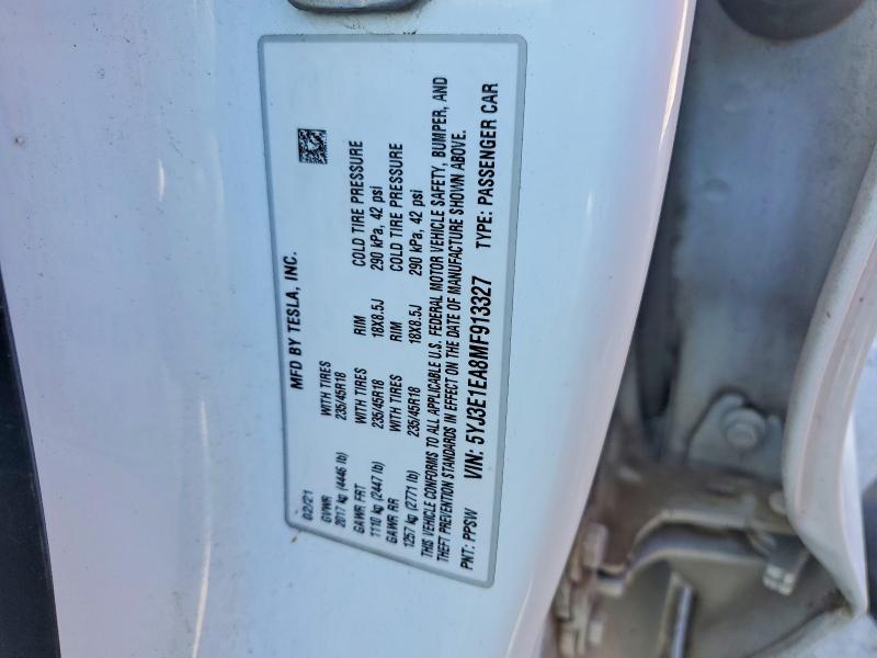 Продаж на аукціоні авто 2021 Tesla Model 3, vin: 5YJ3E1EA8MF913327, номер лоту: 57354766