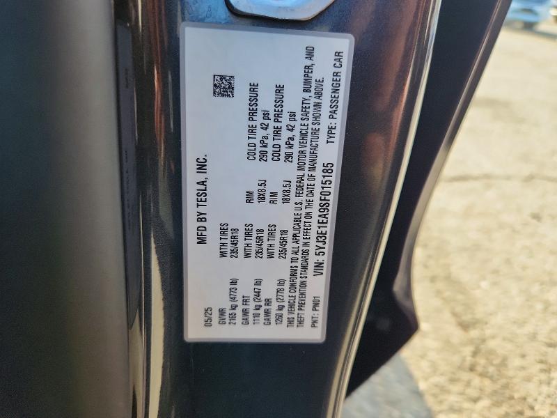 Продаж на аукціоні авто 2025 Tesla Model 3, vin: 5YJ3E1EA9SF015185, номер лоту: 58653196
