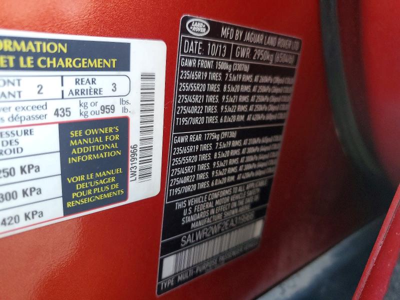 2014 Land Rover Range Rover Sport მანქანა იყიდება აუქციონზე, vin: SALWR2WF2EA319966, აუქციონის ნომერი: 57837976