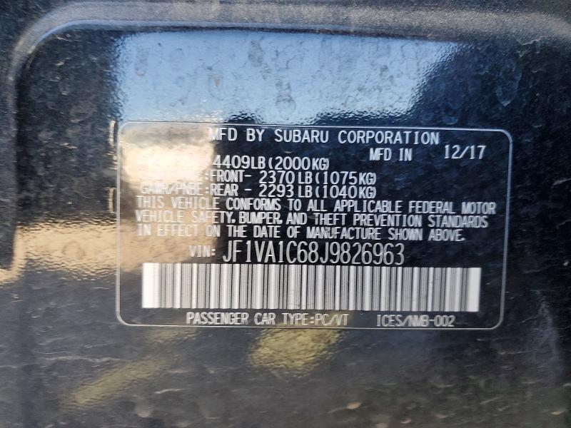 Продажа на аукционе авто 2018 Subaru Wrx, vin: JF1VA1C68J9826963, номер лота: 57426276