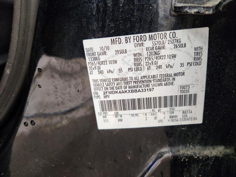 2011 Ford Edge მანქანა იყიდება აუქციონზე, vin: 2FMDK4AKXBBA33197, აუქციონის ნომერი: 57130276