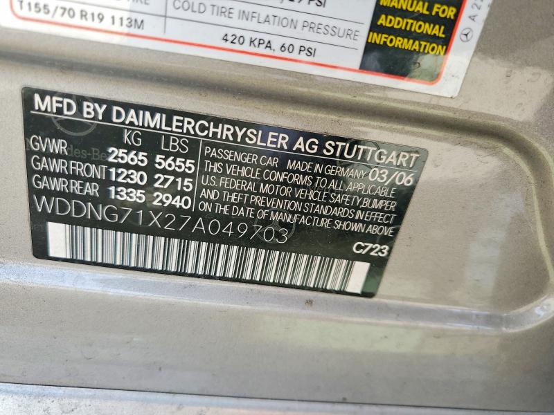 55924136 :رقم المزاد ، WDDNG71X27A049703 vin ، 2007 Mercedes-benz S مزاد بيع
