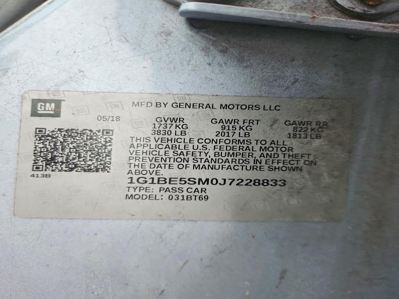 2018 Chevrolet Cruze მანქანა იყიდება აუქციონზე, vin: 1G1BE5SM0J7228833, აუქციონის ნომერი: 55958146