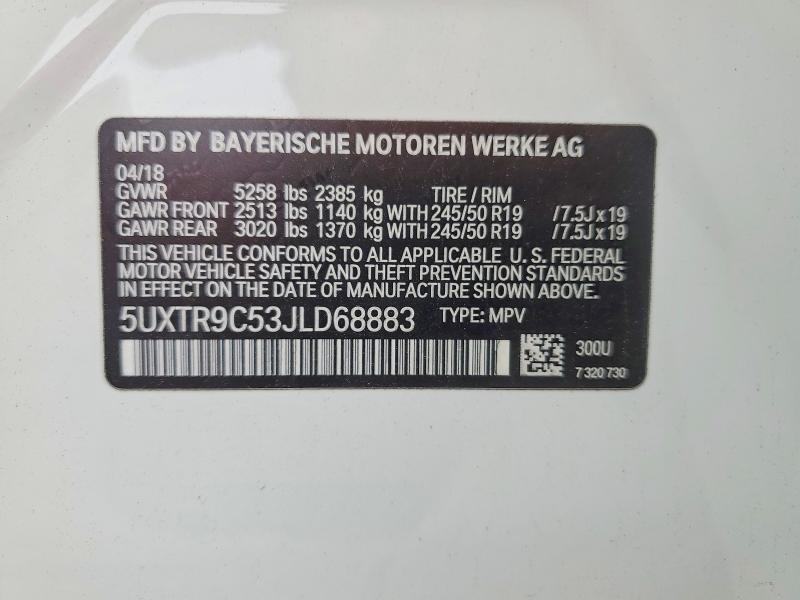 56460016 :رقم المزاد ، 5UXTR9C53JLD68883 vin ، 2018 Bmw X3 مزاد بيع