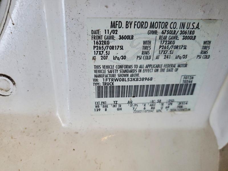 57887136 :رقم المزاد ، 1FTRW08L53KB38968 vin ، 2003 Ford F150 مزاد بيع