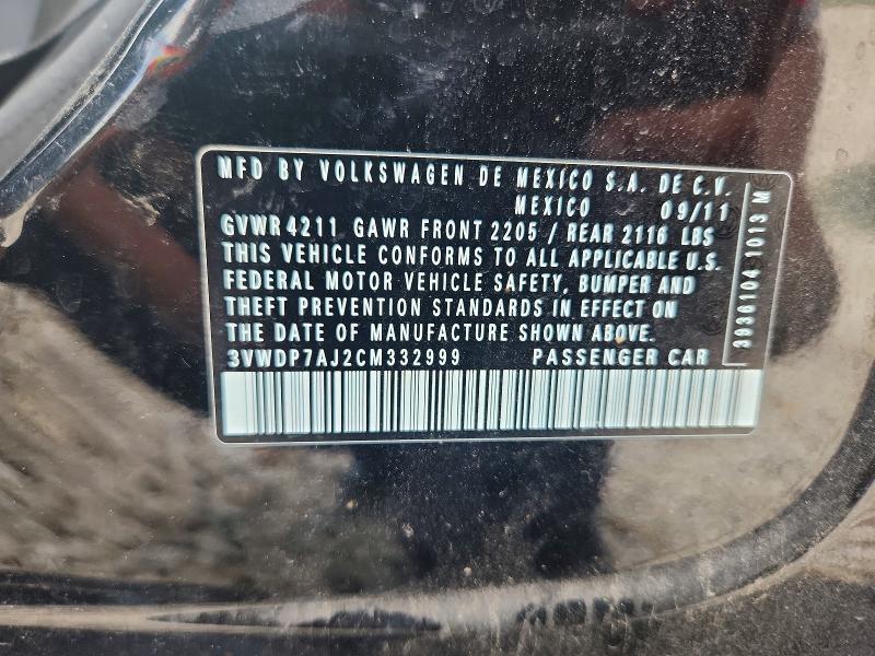 Aukcja sprzedaży 2012 Volkswagen Jetta, vin: 3VWDP7AJ2CM332999, numer aukcji: 56537106