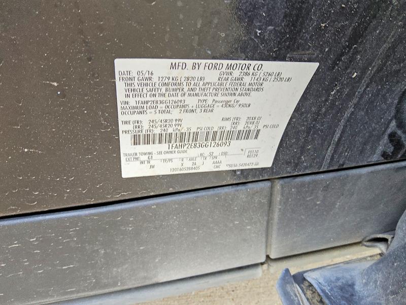Продаж на аукціоні авто 2016 Ford Taurus, vin: 1FAHP2E83GG126093, номер лоту: 56161836