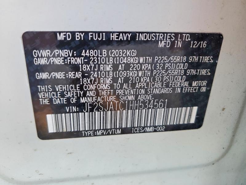 Продажа на аукционе авто 2017 Subaru Forester, vin: JF2SJATC1HH534561, номер лота: 57303326