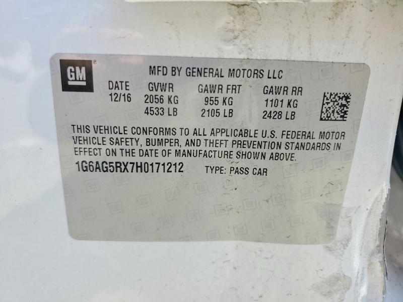 2017 Cadillac Ats მანქანა იყიდება აუქციონზე, vin: 1G6AG5RX7H0171212, აუქციონის ნომერი: 58466626